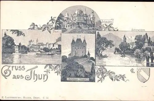 600640 | Lithographie, Ansichtskarten Vorläufer Entwurf E. Lauterburg, Bern, (Erh 3)  | Thun (CH - 3600 Schweiz), -,
