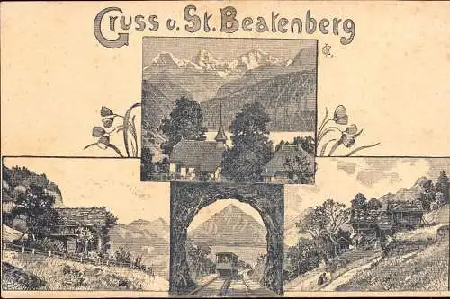 600641 | Lithographie, Ansichtskarten Vorläufer Entwurf E. Lauterburg, Bern, (Erh 3)  | Beatenberg (CH - 3803 Schweiz),