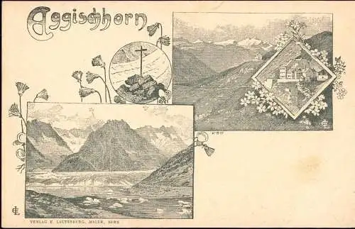 600646 | Lithographie, Ansichtskarten Vorläufer Entwurf E. Lauterburg, Bern, (Erh 3)  | Fiesch (CH - 3984 Schweiz), -,