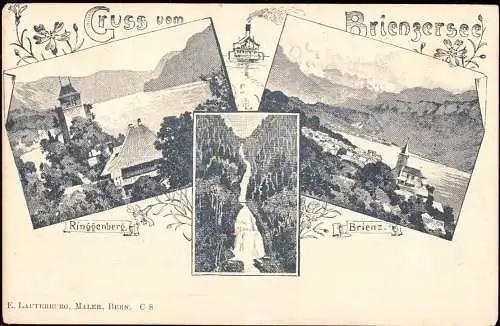 600651 | Lithographie, Ansichtskarten Vorläufer Entwurf E. Lauterburg, Bern, (Erh 3)  | Brienz ( Schweiz), Ringgenberg