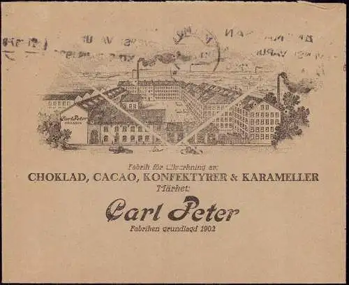 600703 | Schweden, Werbeumschlag der Schokoladenfabrik Carl Peter  | Malmö, -,