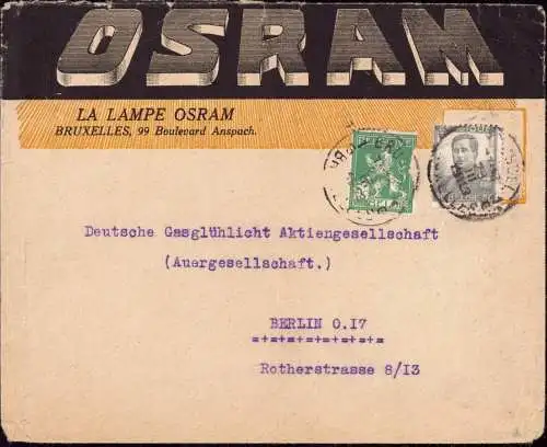 600768 | dekorativer Briefumschlag der Firma Osram, Licht, Lampe, Werbung, Bruxelles  | Brüssel, -,