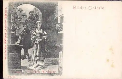 600884 | Bildganzsache Privat Stadtpost "Courier" Malerei, Goethe, Faust, Gretchen, Literatur  | München (W - 8000), -,