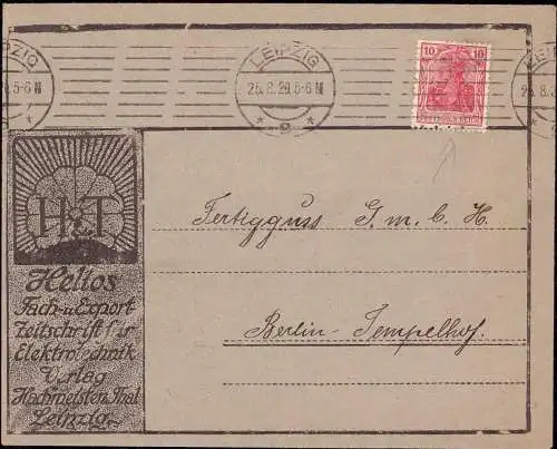 600935 | Brief, Firmenlochung Perfin der Helios Zeitschrift für Elektrotechnik, Verlag Hachmeister & Thal | Leipzig