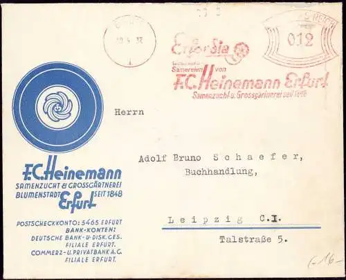 600953 | Dekorativer Brief der Firma F. C. Heinemann, Samenzucht, Gärtnerei, Blume, Erfordia  | Erfurt (O - 5020), -,