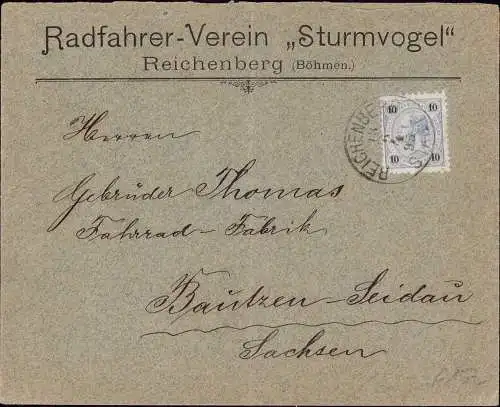 600957 | dekorativer Brief des Radfahrer Verein Sturmvogel | Reichenberg (Kreis Stadtkr. Reichenberg Sudettenland)