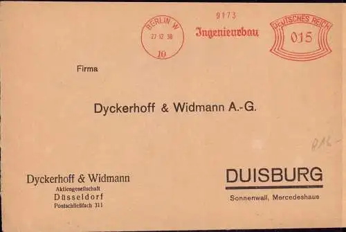 600959 | Brief der Firma Dyckerhoff & Widmann, Dywidag, Beton, Zement, Bauarbeit, Brücke | Duisburg, Rhein