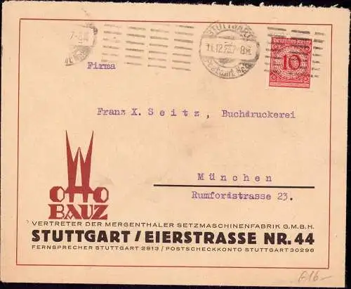 600960 | dekorativer Brief, Vertreter der Mergenthaler Setzmaschinenfabrik, Baltimore, USA, Linotype, Druck | Stuttgart