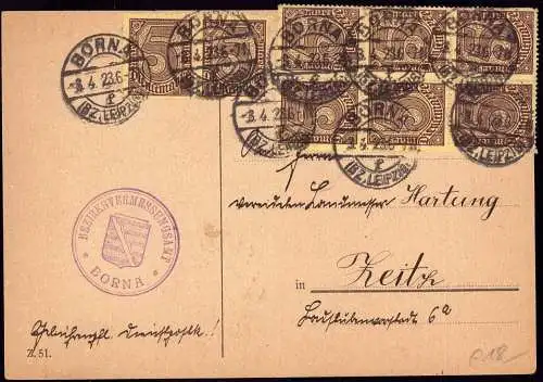 600970 | Inflation, Dienstpostkarte des Bezirksvermessungsamt, Vermessung, Geologie, Geodäsie  | Borna (Leipzig) (O - 72