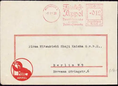 600972 | Entwurf Änne Koken, Werbung, Brief mit Firmenlogo Feinkost Appel | Hannover (W 3000)