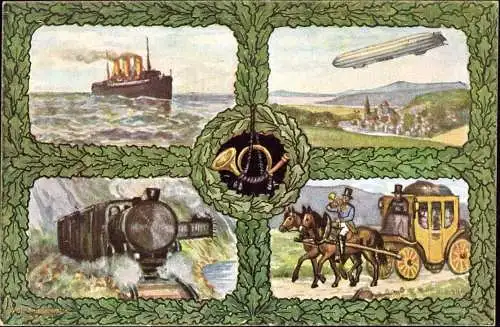 601005 | Privatganzsache zur 26. Postwertzechen Ausstellung, Post, Schiff, Eisenbahn, Zeppelin  | Kassel (W - 3500), -,