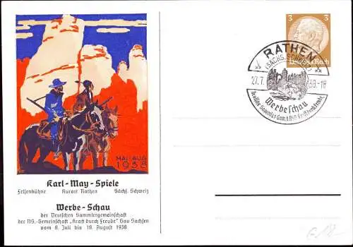 601006 | Privatganzsache  anlässlich der Karl May Festspiele 1938  | Kurort Rathen (O - 8324), -,
