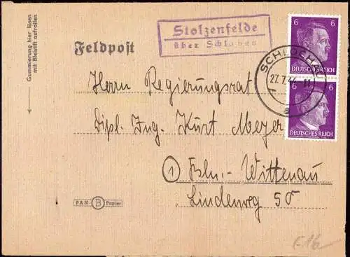 601008 | Westpreussen, Brief von der Posthilfsstelle | Stolzenfelde (Kreis Schlochau Pommern)