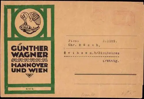 601047 | Dekorativer Brief der Günther Wagner Werke, Pelikan, Entwurf des Logo E. W. Baule  | Hannover (W - 3000), -,