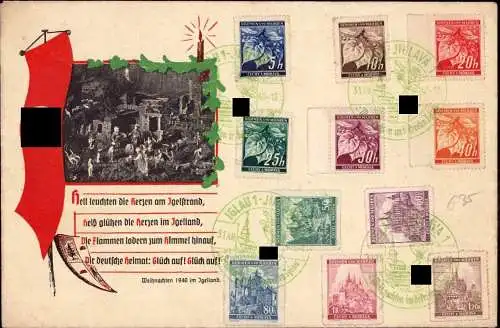 601072 | Böhmen und Mähren, Propaganda, Souvenierbrief Sonderstempel Weihnachten 1940 in Iglau, Jihlava  | -, -,
