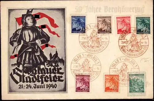 601073 | Böhmen und Mähren, Propaganda, Souvenierbrief, Sonderstempel, Bergbau, Stadtfeier 1940 in Iglau, Jihlava  | -,