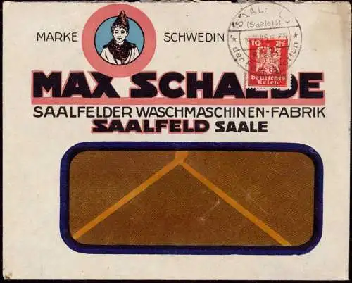 601076 | Haushalt, Werbung, Firmenlochung, Perfin auf Brief der Waschmaschinenfabrik Max Schaede | Saalfeld (O 6800)