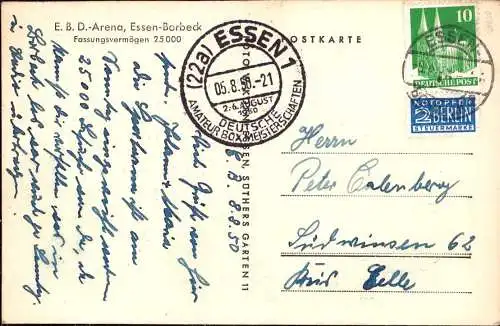 601081 | Stadien Sportstätte, Sonderstempel, Karte von den Amateurmeisterschaften im Boxen, Boxarena | Borbeck  ; Essen