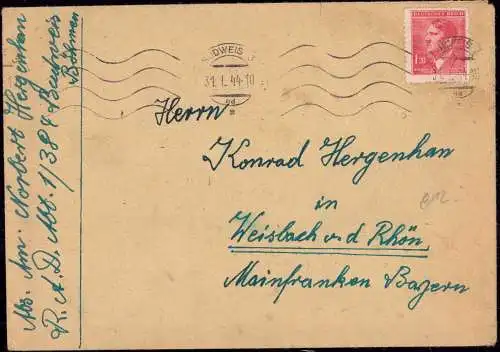 601095 | Böhmen und Mähren, Brief aus dem RAD Lager 1 / 384, Budweis Böhmen  | -, -,