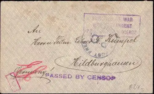 601100 | Kriegsgefangenenpost POW, Zensur, Censored, aus dem Lager Pietermaritzbirg (Natal)  | -, -,