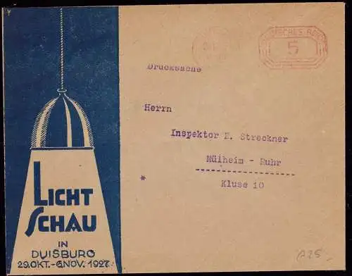 601108 | Licht Leuchtkörper, Werbeumschlag der Lichtschau 1927 in Duisburg, Lampe, Design  | -, -,