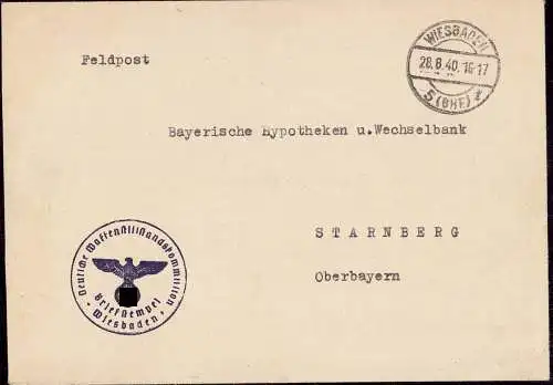 601124 | Feldpostbrief von der Deutschen Waffenstillstandskommission 1940 | Wiesbaden (W 6200)