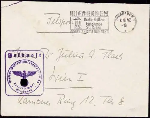 601125 | Feldpostbrief von der Deutschen Waffenstillstandskommission 1942 | Wiesbaden (W 6200)