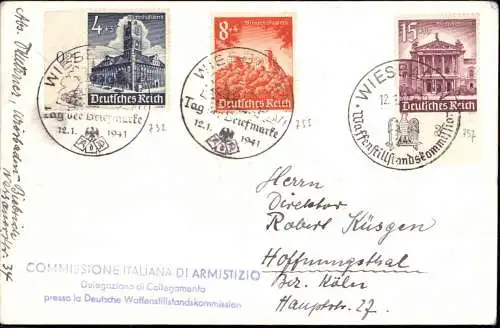 601130 | Sammlerbrief der Italienischen Deligierten bei der  Deutschen Waffenstillstandskommission 1941 | Wiesbaden (W 6
