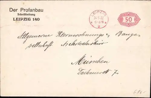 601152 | Brief der Schriftleitung der Architektur Zeitschrift "Der Profanbau"  | Leipzig (O - 7010), -,