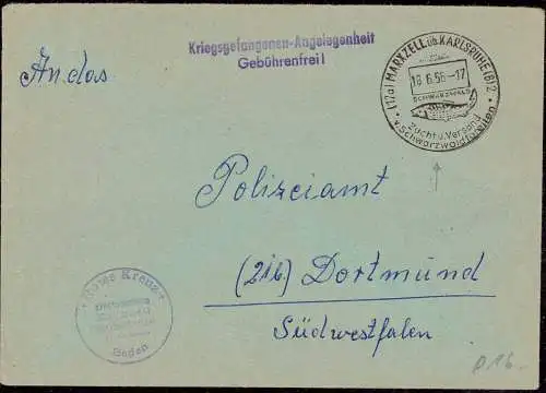 601168 | gebührenfreie Kriegsgefangenenpost POW, Werbestempel, Fisch, Forelle, Rotes Kreuz  | Marxzell (W - 7501), -,