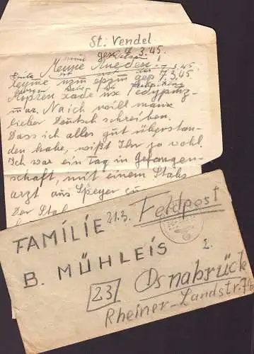 601185 | Kriegsgefangenenpost POW Brief mit Bericht über den Ausbruch aus Amerikanischer Gefangenschaft | St Wendel (W 6
