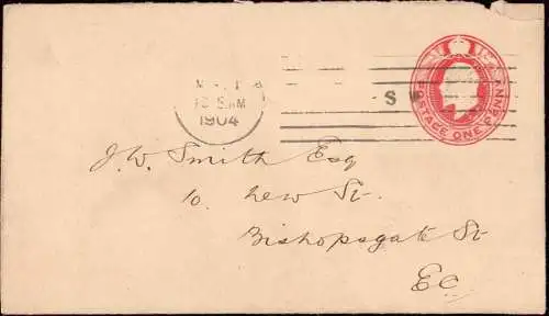 601193 | Ganzsache, mit Firmenlochung Perfin aus London  | -, -,