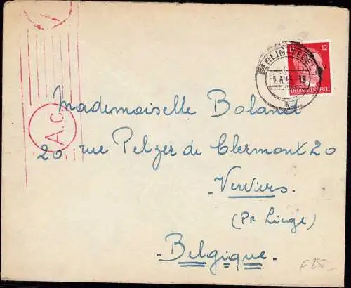 601202 | Brief Fremdarbeiter aus dem Gemeinschaftslager Borsig nach Verviers, Zensur | Tegel ; Reinickendorf ; Berlin (W