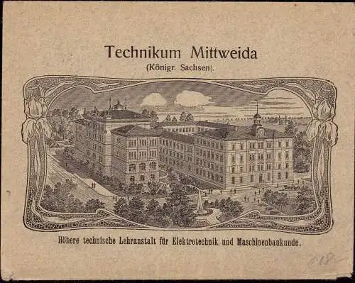 601206 | dekorativer Brief mit Abbildung des Technikum  | Mittweida (O - 9250), -,
