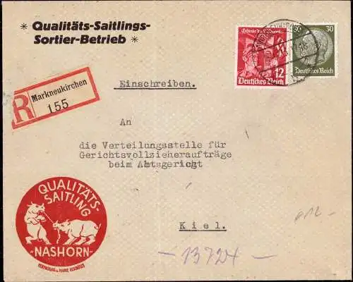 601208 | Dekorativer Brief des Saitling Sortier Betreib Nashorn, Fleisch, Wurst,  | Markneukirchen (O - 9659), -,