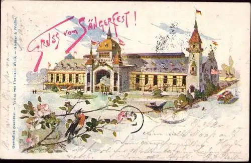 601213 | "Gruß vom Sängerfest" Klassischer Sonderstempel Sängerfestplatz, Lied Gesand, Musik | Stuttgart (W 7000)
