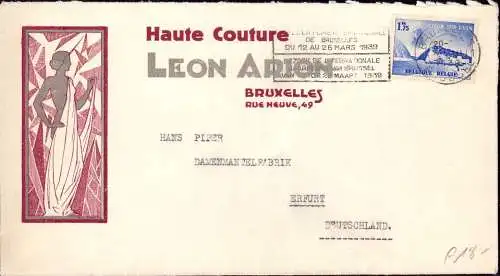 601228 | Dekorativer Brief der Firma Leon Arion, Haute Couture, Bruxelles, Belgien, Jugendstil, Mode, Erotik | Brüssel