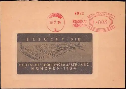 601288 | Fensterbrief mit Werbung für die Deutsche Siedlungsausstellung 1934, Architektur | München (W 8000)