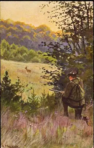 601452 | Seltene Künstlerkarte von Alfred Mailick, Jagd, SGV Serie 4315 / 4  | -, -,