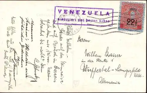 601453 | Caracas, seltener Werbestempel " Venezuela, produziert den besten Kakao" auf Deutsch  | -, -,