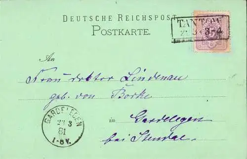 601468 | Ansichtskarten Vorläufer 1881, Nachverwendeter Stampel  | Tantow (O - 1321), -,