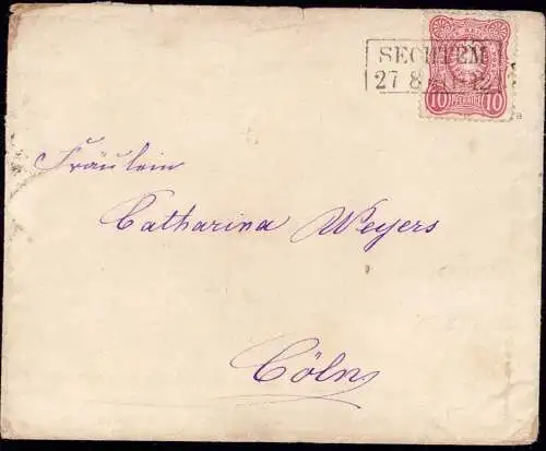601477 | Dekorativer Brief, mit dem seltenen nachverwenteten Preussen Stempel  | Sechtem (W - 5303), -,