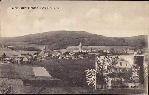 601511 | Ortsansicht Heiden in Westfalen, Gasthof Bäckerei Belke  | Borken (W - 4280), -,