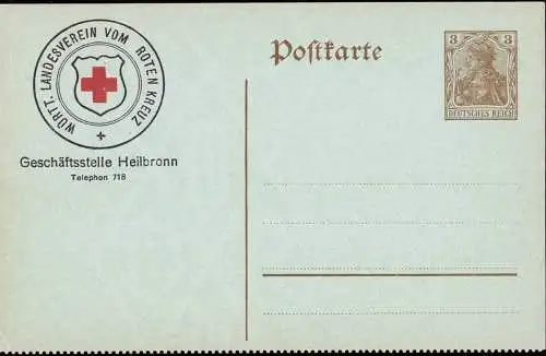 601637 | 3 Pfg. Ganzsache, unten gezähnt, mit Zudruck Rotes Kreuz, P 89 II | Heilbronn (W 7100)