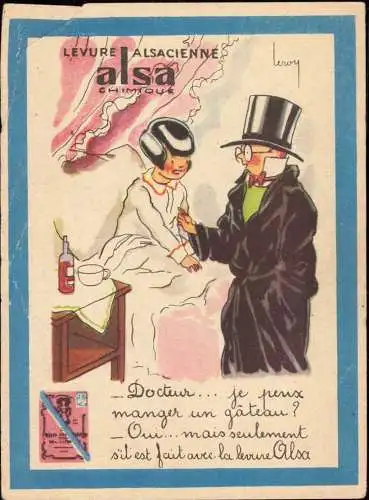 601656 | Ansichtskarte, Werbung Levure Alsacienne Alsa, Bäcker, Backpulver, Erh 3, Falte, Sign. Lewy  | Strasbourg;Bas-R