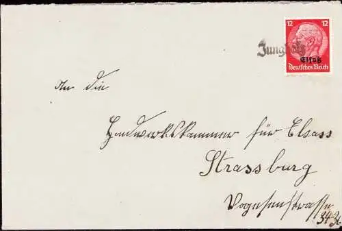 601658 | Deutsche Besetzung Elsass, Brief mit Notstempel Jungholz  | Jungholtz;Haut-Rhin (F 68500 Frankreich), -,