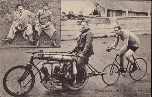 601699 | Ansichtskarte Fahrrad, Motorrad, Radsport, Steher, Motor-paced racing, Janke  |