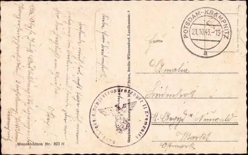 601703 | Feldpostkarte von der Panzerkriegsschule  | Krampnitz ; Potsdam (O - 1500), -,