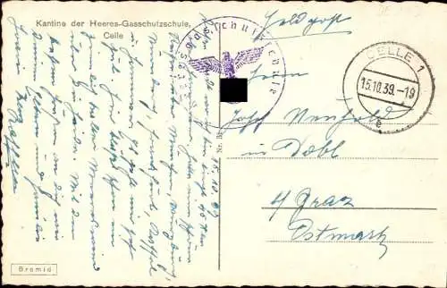 601704 | Feldpostkarte von der Heeresgasschutzschule, Chemie, Gas,  | Celle (W - 3100), -,