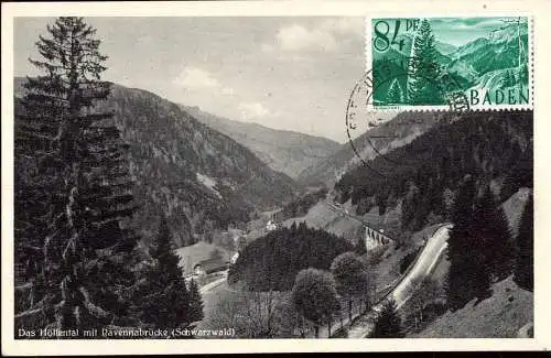 601708 | seltene Maximumkarte, Französische Zone Baden, 84 Pfg. Höllental mit Ravennabrücke  | Freiburg (W - 7800), -,